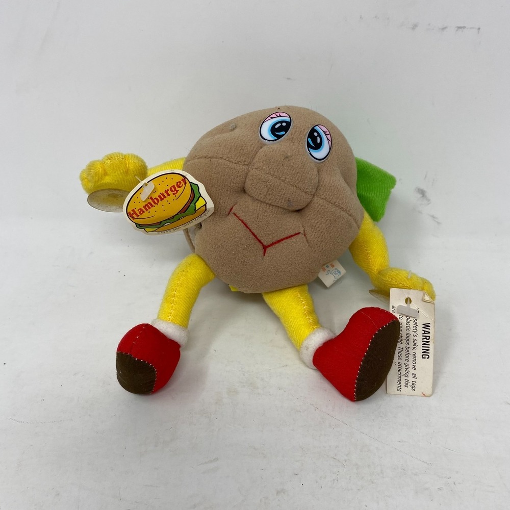 HTF‎ vintage 1988 Hamburger  Stuffed Plush By Well Made Toy Co W Tags